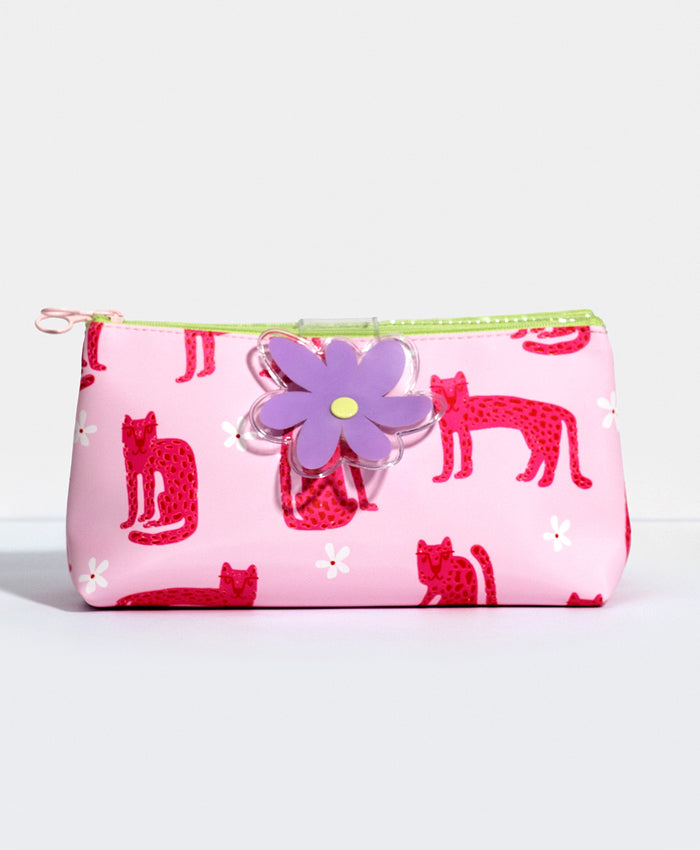 Cartuchera Doble Cat Flower Fucsia